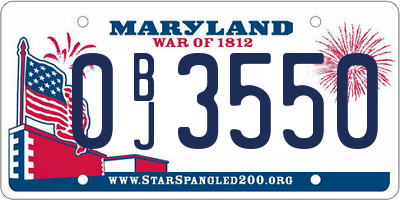 MD license plate 0BJ3550