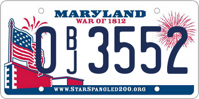 MD license plate 0BJ3552