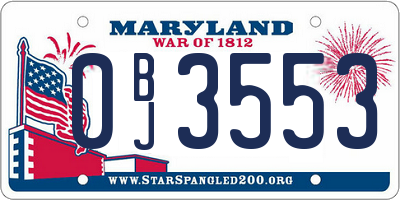 MD license plate 0BJ3553