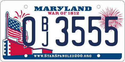 MD license plate 0BJ3555