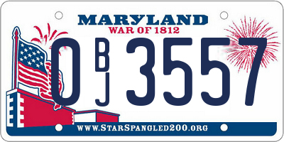 MD license plate 0BJ3557