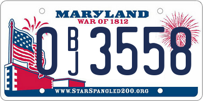 MD license plate 0BJ3558