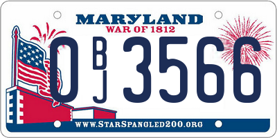MD license plate 0BJ3566