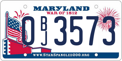 MD license plate 0BJ3573