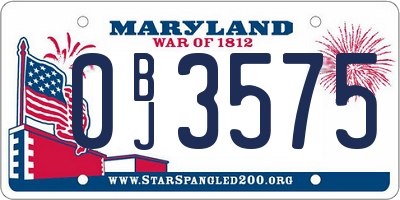 MD license plate 0BJ3575