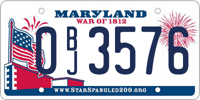 MD license plate 0BJ3576