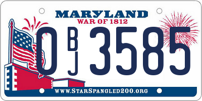 MD license plate 0BJ3585