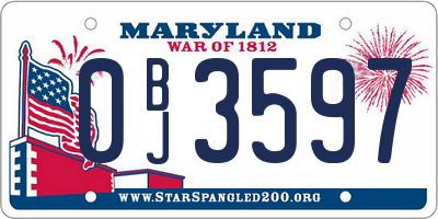 MD license plate 0BJ3597