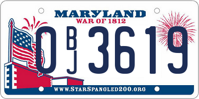 MD license plate 0BJ3619