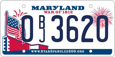 MD license plate 0BJ3620