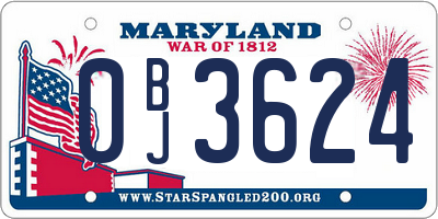 MD license plate 0BJ3624