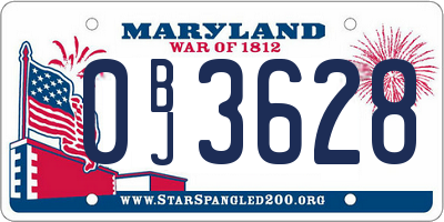 MD license plate 0BJ3628