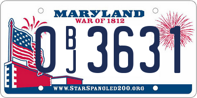 MD license plate 0BJ3631