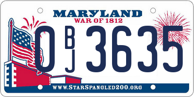 MD license plate 0BJ3635