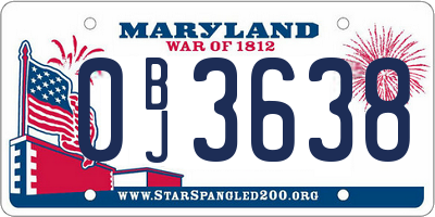 MD license plate 0BJ3638