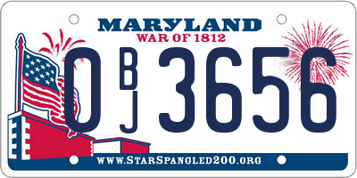 MD license plate 0BJ3656