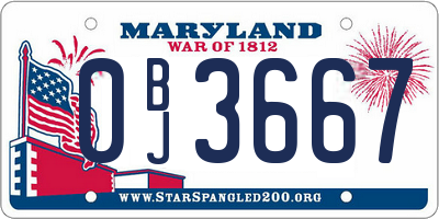 MD license plate 0BJ3667