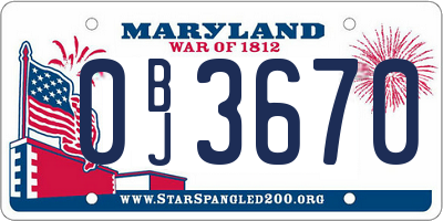 MD license plate 0BJ3670