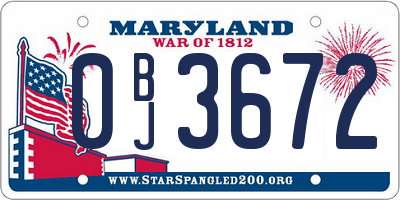 MD license plate 0BJ3672