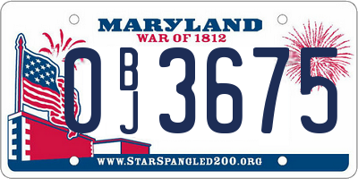 MD license plate 0BJ3675