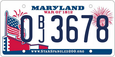 MD license plate 0BJ3678