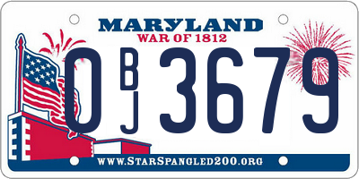 MD license plate 0BJ3679