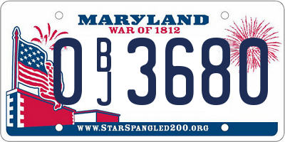 MD license plate 0BJ3680