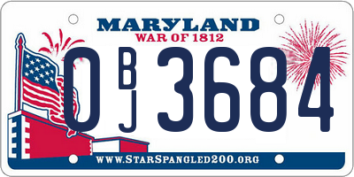 MD license plate 0BJ3684