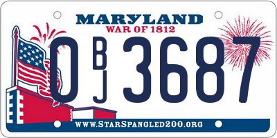 MD license plate 0BJ3687