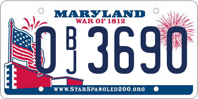MD license plate 0BJ3690