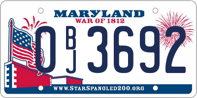 MD license plate 0BJ3692