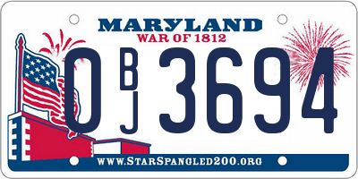 MD license plate 0BJ3694