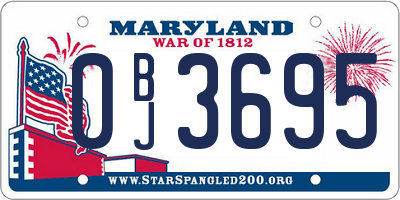 MD license plate 0BJ3695