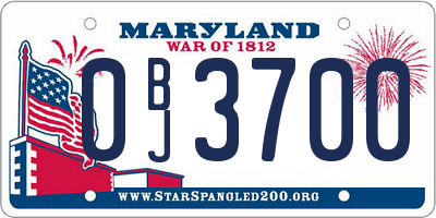 MD license plate 0BJ3700