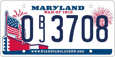 MD license plate 0BJ3708