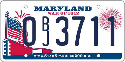 MD license plate 0BJ3711