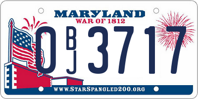 MD license plate 0BJ3717