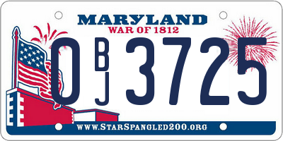MD license plate 0BJ3725