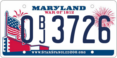 MD license plate 0BJ3726