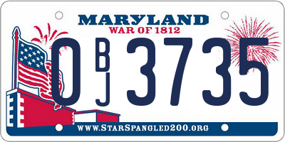 MD license plate 0BJ3735