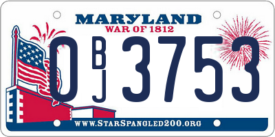 MD license plate 0BJ3753