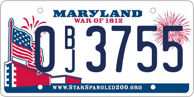MD license plate 0BJ3755