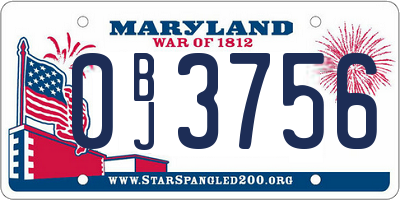 MD license plate 0BJ3756