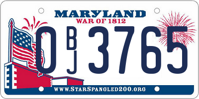MD license plate 0BJ3765