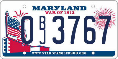 MD license plate 0BJ3767