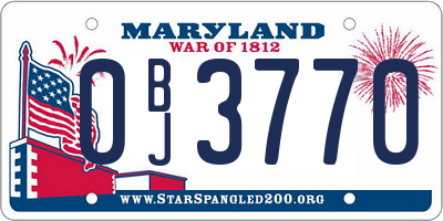 MD license plate 0BJ3770