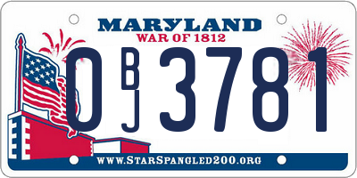 MD license plate 0BJ3781