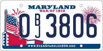 MD license plate 0BJ3806