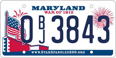 MD license plate 0BJ3843