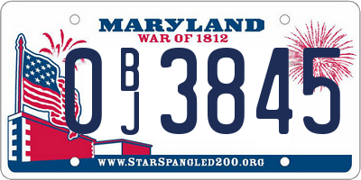 MD license plate 0BJ3845